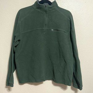 LL Bean Fleece Sweater Mens Large Green 1/4 Zip